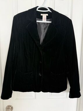 JM Collection Black Velvet Blazer Jacket